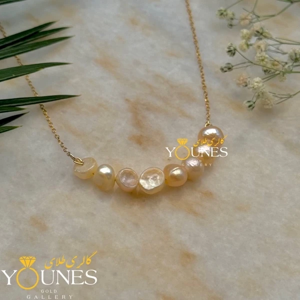 گردنبند مرواریدی باروک طلا